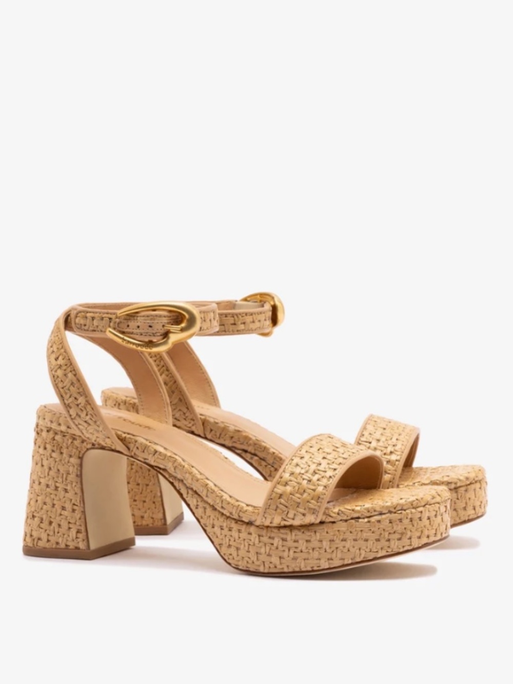 NWT Larroude Dolly Verona Low Sandal In Natural Raffia and Beige Leather Regular
